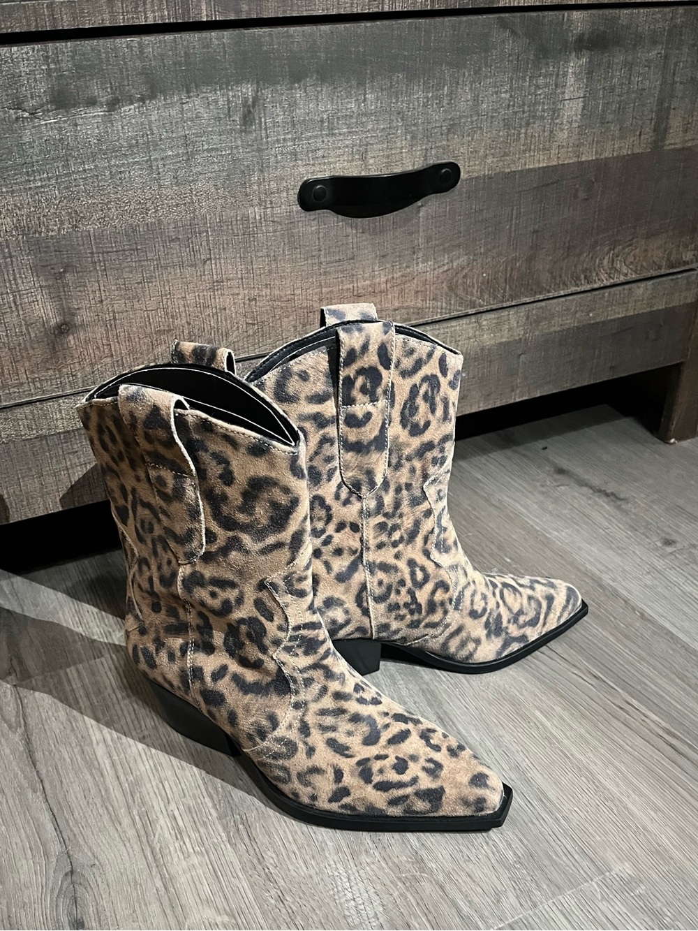 Free People Leopard Print Western Ankle Boots